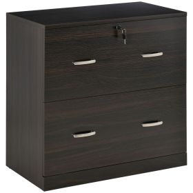 Lateral Filing Dresser 2 Lockable Drawers Walnut for Home Office