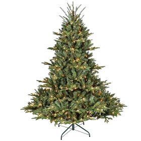 7FT Pre-Lit Christmas Tree, Artificial Fake Christmas Tree with 750 Lights, 2257 PE & PVC Mixed Branch Tips