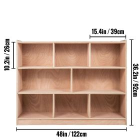 Classroom Storage Cabinet Plywood 8-Section Preschool Storage Shelves 36 Inch High Classroom Cabinet Storage with Casters