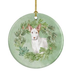 Ibizan Hound Christmas Wreath Ceramic Ornament Christmas Tree Hanging Decorations for Home Christmas Holiday, Party, Gift, 3 in, Multicolor