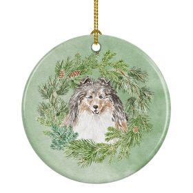 Sheltie/Shetland Sheepdog Tricolor Smiling #1 Christmas Wreath Ceramic Ornament Christmas Tree Hanging Decorations for Home Christmas Holiday, Pa