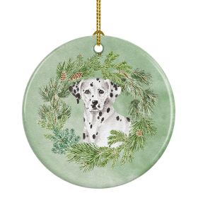 Dalmatian Christmas Wreath Ceramic Ornament Christmas Tree Hanging Decorations for Home Christmas Holiday, Party, Gift, 3 in, Multicolor