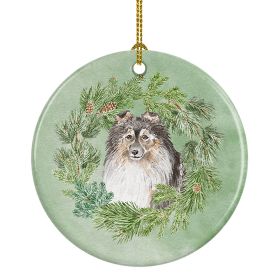 Sheltie/Shetland SheepdogTricolor Smiling #2 Christmas Wreath Ceramic Ornament Christmas Tree Hanging Decorations for Home Christmas Holiday, Par