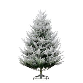 6 FT Artificial Christmas Tree, Flocked Hinged Xmas Tree with 795 Tips, Steel Base, Auto Open, Green (Option: Green-1000x320x340 mm)