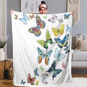 Colorful Butterfly Fluttering Printed Sherpa Fleece Blanket Soft Warm Air Conditioning Blanket For Adults Toddler Bedroom Decor Gifts 50x60 Inche (Option: 150x200cm-White)