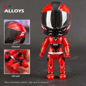 Alloy Motorcycle Rider Figurine, Detachable And Transformable Helmet Figurine, Christmas Gift (Option: Red)