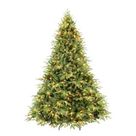 Artificial 6.5ft Green Christmas Tree With 2225 PE/PVC Mixed Branch Tips, 450L Warm White Led, Steel Wire, Hinged Premium & Foldable Base For Ind (Option: defaulttitle)