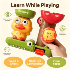 Toddler Bath Time Interactive Water Play Toy, Cute Duck Lion Rotating Water Wheel Bathtub Toy With Suction Cup (Style: Baby bath and water play toys)